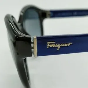 SALVATORE FERRAGAMO Sunglasses SF717S Unisex Black Oval cat eye Salvatore Ferragamo Black and Blue SF717S Oval Sunglasses  main image 3